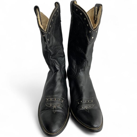 Dingo Vintage Leather Black Studded Western Cowgirl Cowboy Boots Women's 7.5 M - Picture 4 of 13